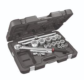 "Ključevi nasadni u garnituri 19-55 mm sa prihvatom na 3/4"" sa reverzibilnom ručicom,produžecima i zglobnim nastavkom prihvat 3/4"" 605 3/4” EB USAG"